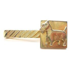 Vintage Tie Clip Bar gold tone Schnauzer Dog Men's Jewelry Accessory